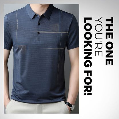 Camiseta masculina folgada, fresca e respirável com lapela. 