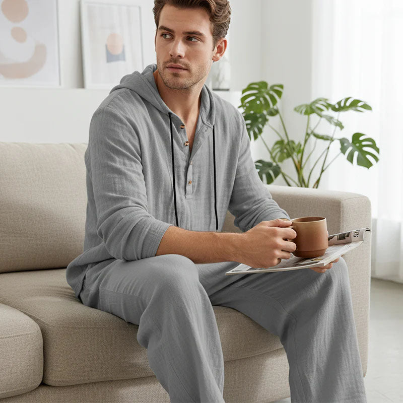 📢📢49% OFF !Men's Hooded Casual Loose Top & Pants 2-Piece Set