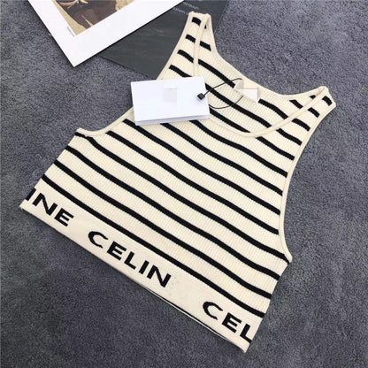 CLASSIC- ATHLETIC KNIT STRIPED BRA TOP