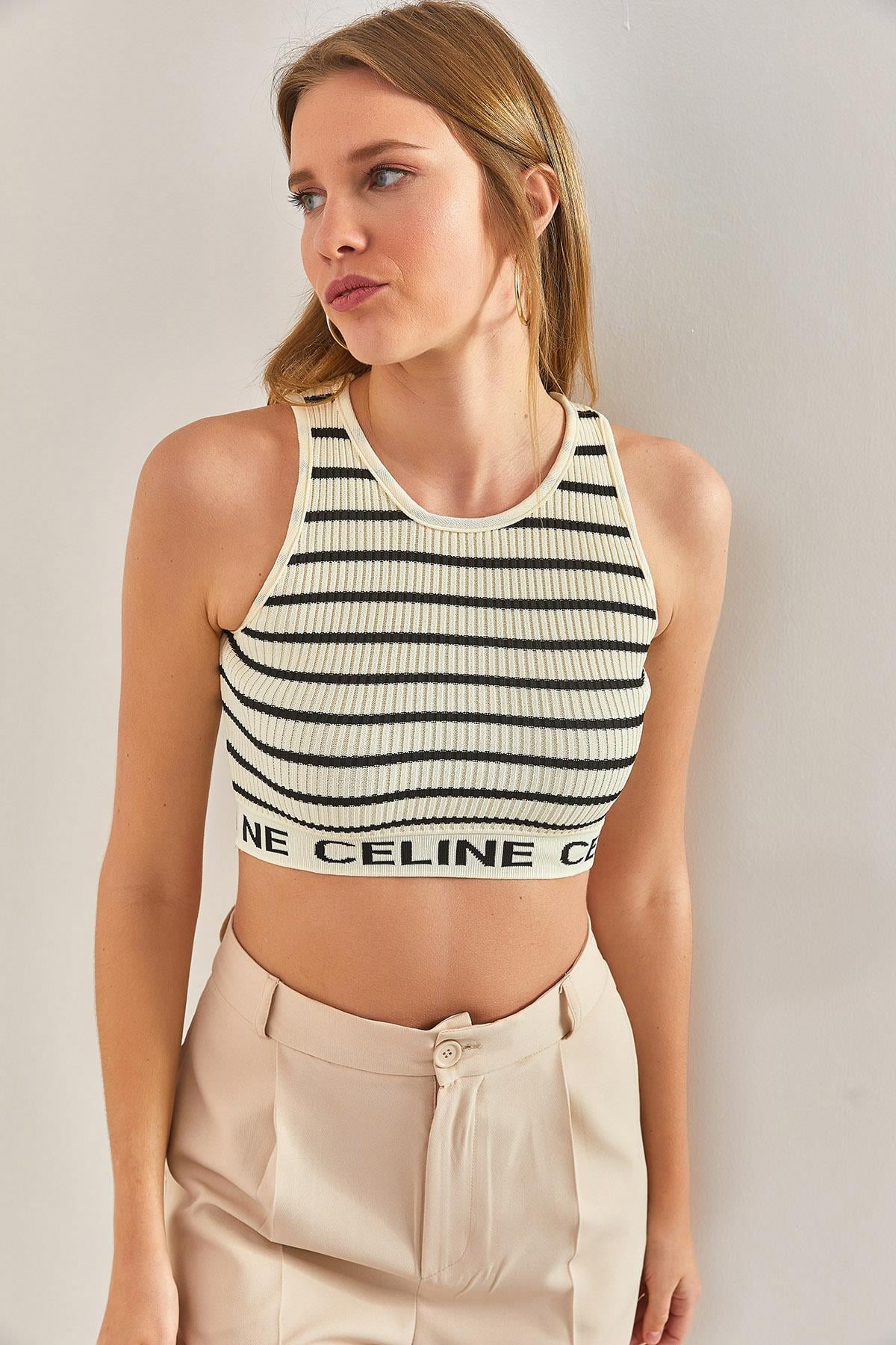 CLASSIC- ATHLETIC KNIT STRIPED BRA TOP