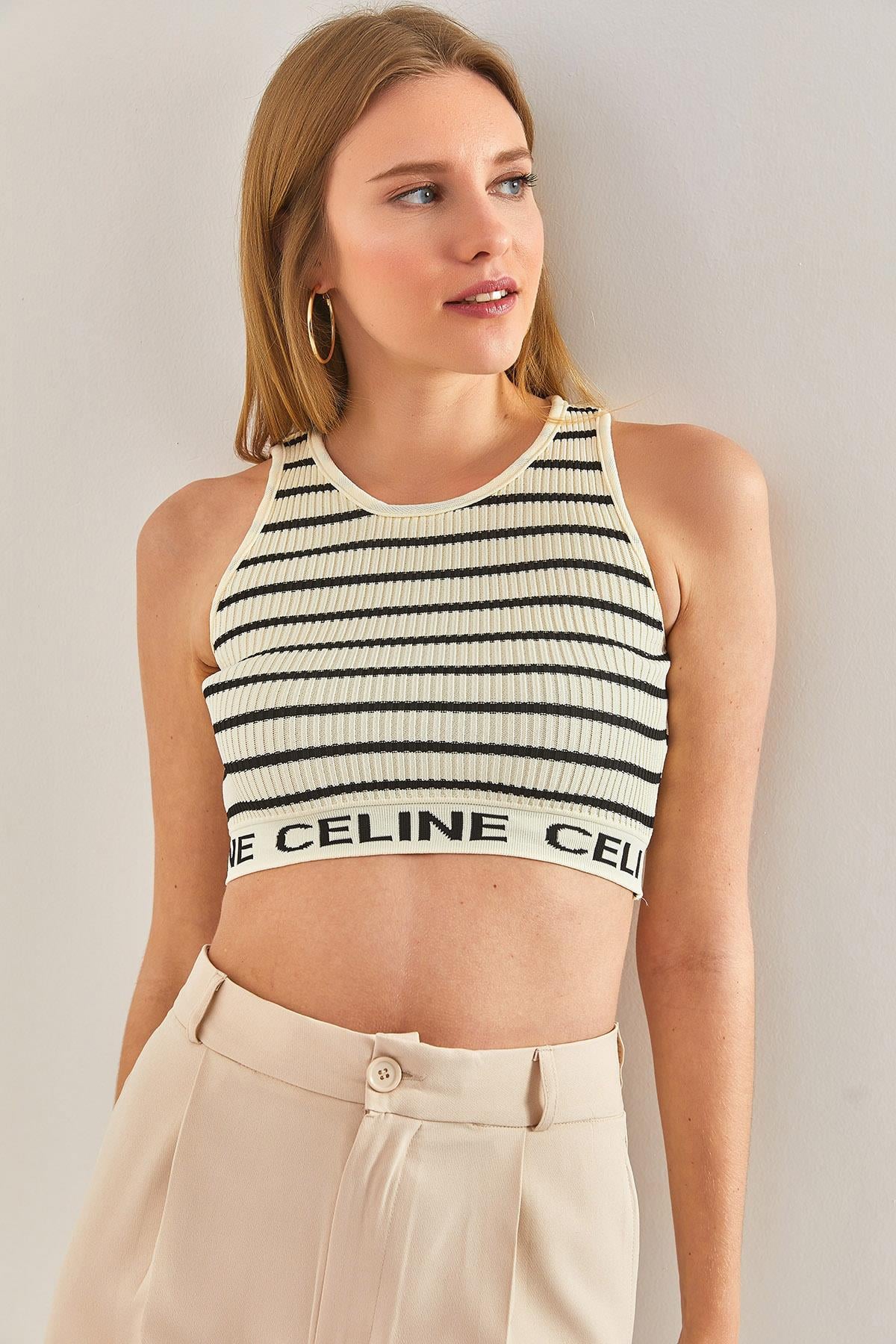 CLASSIC- ATHLETIC KNIT STRIPED BRA TOP