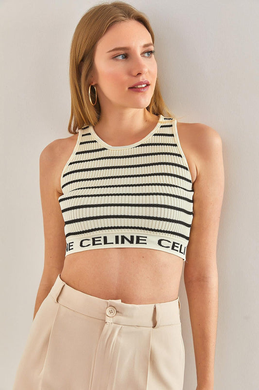 CLASSIC- ATHLETIC KNIT STRIPED BRA TOP