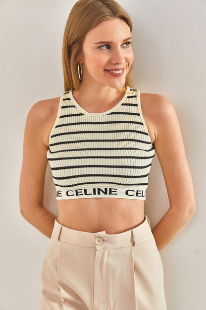 CLASSIC- ATHLETIC KNIT STRIPED BRA TOP