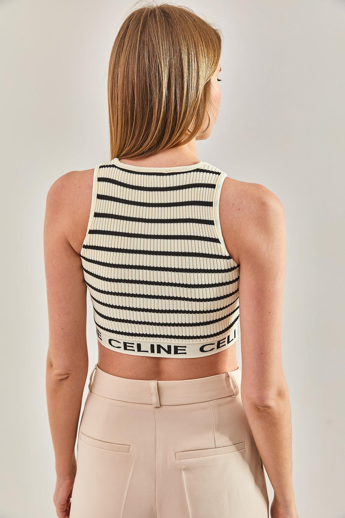 CLASSIC- ATHLETIC KNIT STRIPED BRA TOP