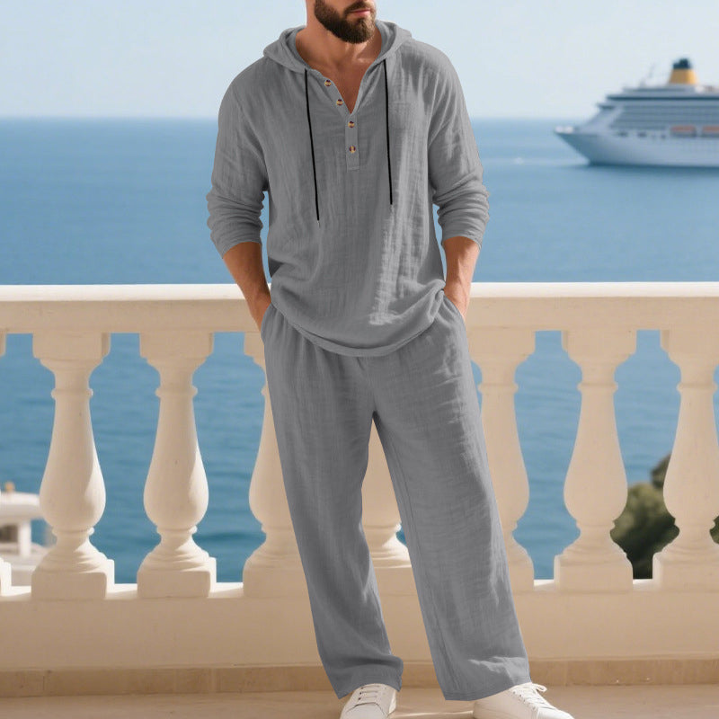 📢📢49% OFF !Men's Hooded Casual Loose Top & Pants 2-Piece Set