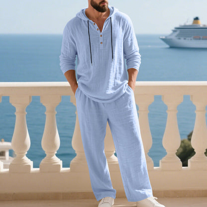 📢📢49% OFF !Men's Hooded Casual Loose Top & Pants 2-Piece Set