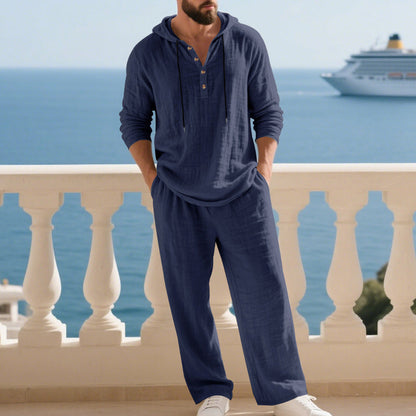 📢📢49% OFF !Men's Hooded Casual Loose Top & Pants 2-Piece Set