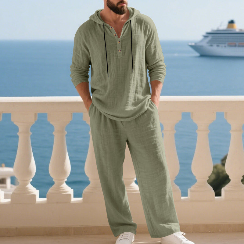 📢📢49% OFF !Men's Hooded Casual Loose Top & Pants 2-Piece Set
