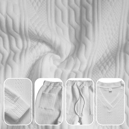 ⏳Oferta Especial por Tempo Limitado⌛Conjunto Masculino de Moletom e Calça Jogger com Decote em V (2 peças)