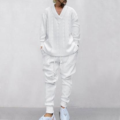 ⏳Oferta Especial por Tempo Limitado⌛Conjunto Masculino de Moletom e Calça Jogger com Decote em V (2 peças)