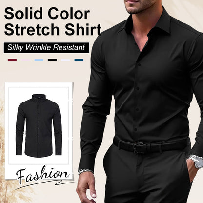 💼Men's Silky Wrinkle Resistant Solid Color Stretch Shirt
