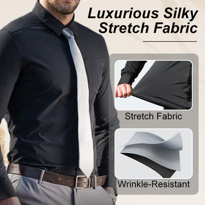 💼Men's Silky Wrinkle Resistant Solid Color Stretch Shirt