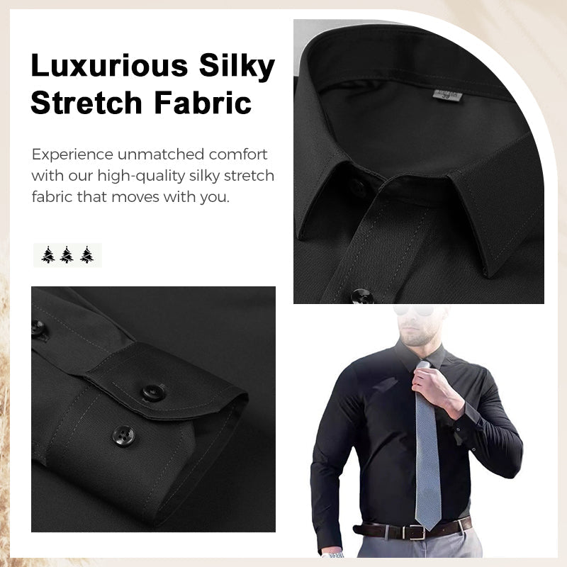 💼Men's Silky Wrinkle Resistant Solid Color Stretch Shirt